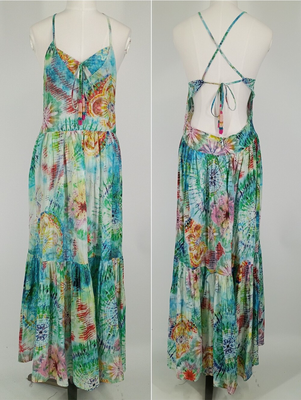 True Destinations Floral Beaded Tassel Maxi Dress